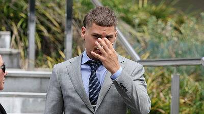Zayne Taki leaves Wollongong courthouse after pleading guilty to six counts of assault and one count of affray. Picture by ACM