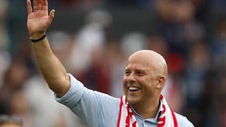 Arne Slot has waved goodbye to Feyenoord fans and is Liverpool bound to replace Juergen Klopp. (EPA PHOTO)