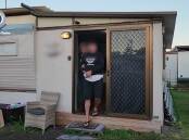 One of the accused men being arrested at a Barrack Point caravan Park. Picture NSW Police Force