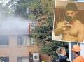 Anthony Rowntree (inset) and smoke billowing from the Crown Street unit block on Monday, May 13. Pictures Facebook, ACM