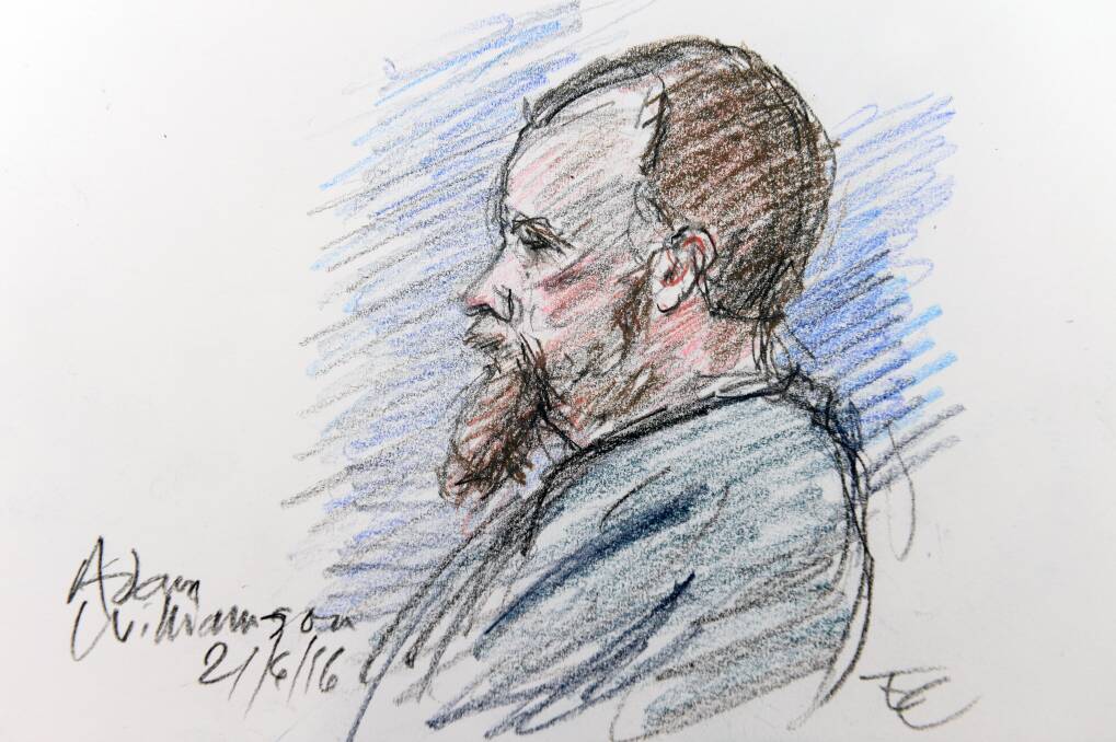 A court sketch of Adam Williamson in June.