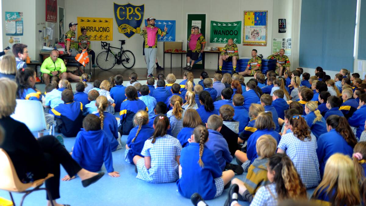 The tour takes a different route each year; in 2016 the cyclists journeyed from Wollongong to Walgett, visiting schools along the way. Picture: Supplied