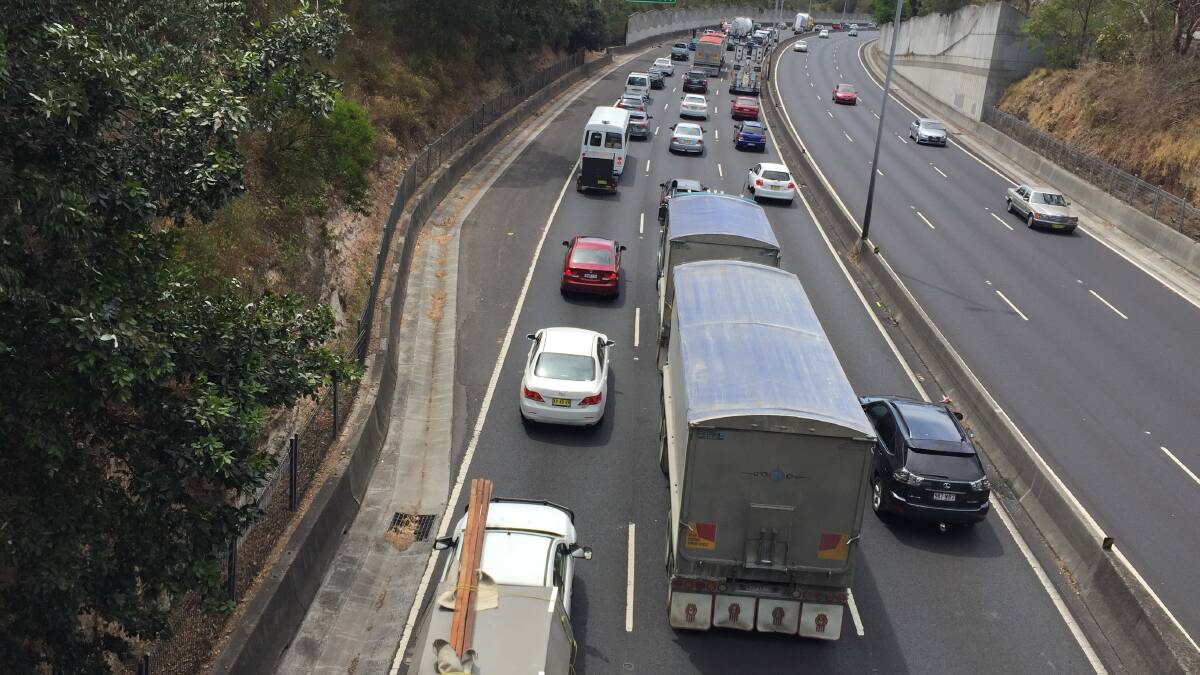 Traffic was heavy on the M1 Princes Motorway after an accident on Wednesday. Picture: ADAM McLEAN