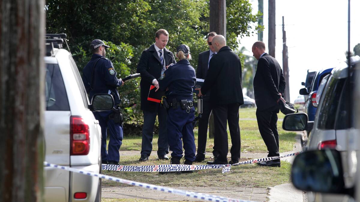 Police at the scene of a homicide investigation at Florida St, Sylvania. Picture: John Veage