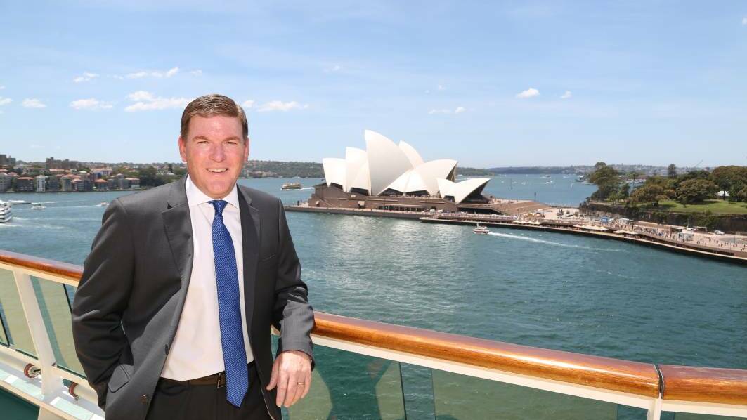Industry leader: Gavin Smith on the top deck of Radiance of the Seas which looks down on the Sydney Opera House. Picture: Greg Ellis.