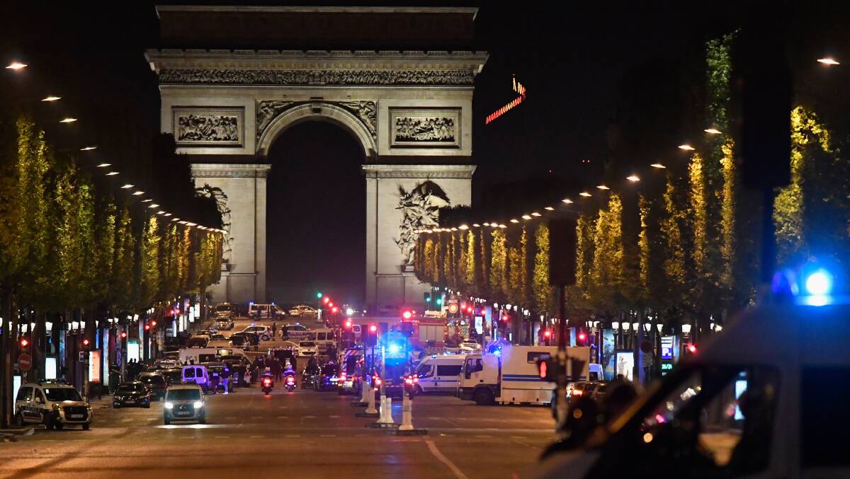 Police have sealed off the Champs Elysees after a shooting.  Picture: GETTY