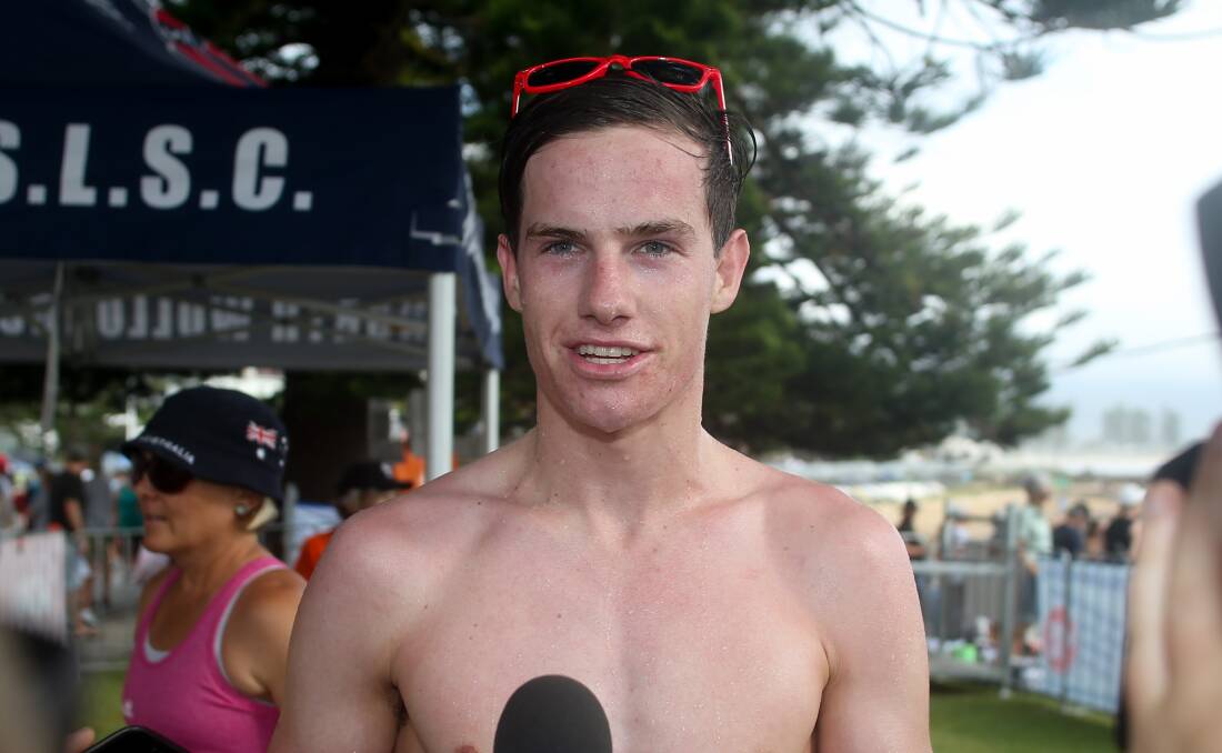 Teenager Callum McClusky won the Australia Day Aquathon on Friday. Picture: Georgia Matts