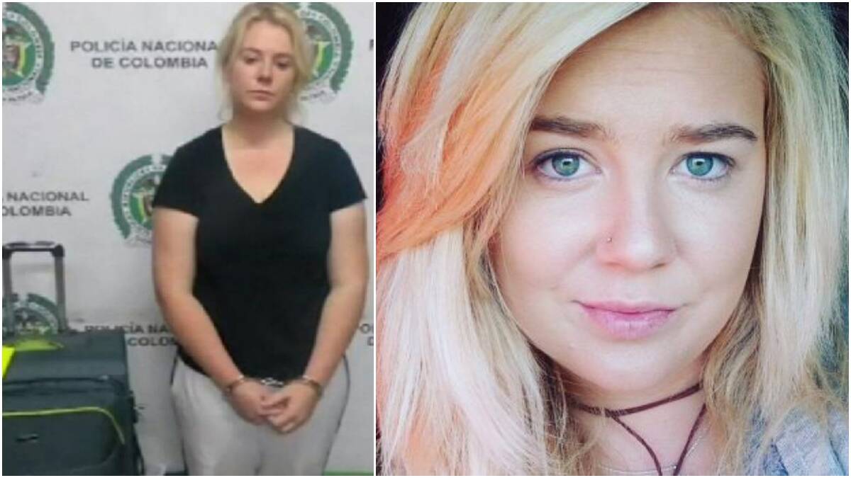 Left: Cassandra Sainsbury was photographed beside her luggage. Picture: Colombian National Police