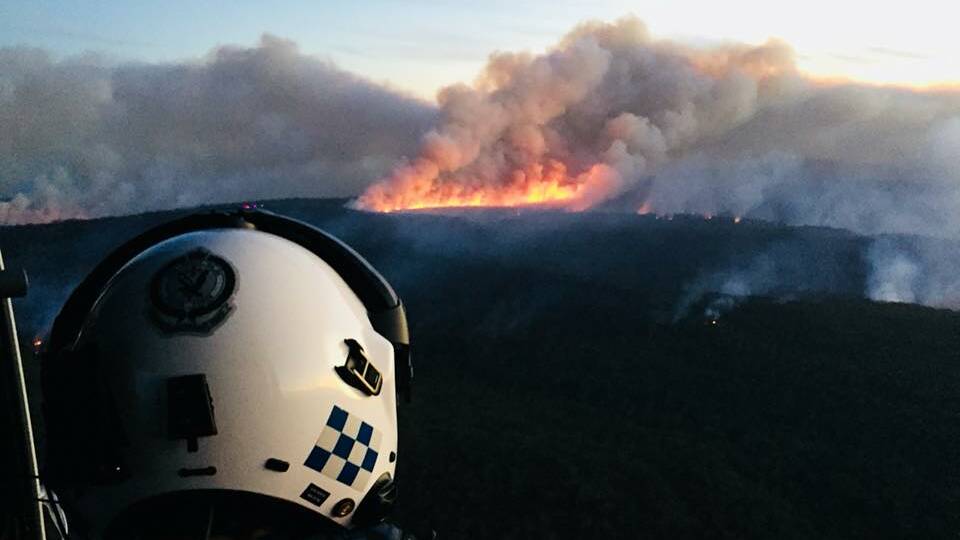 The Royal National Park fire on Saturday. Photo: PolAir - NSW Police Force Airwing
