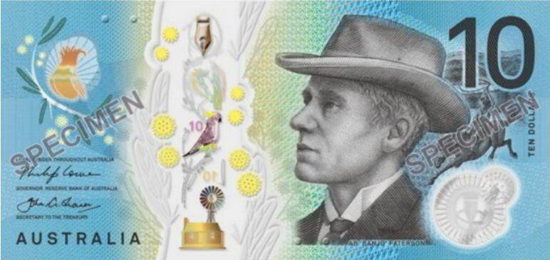 The Banjo Patterson side of the new $10 note. Photo: RBA