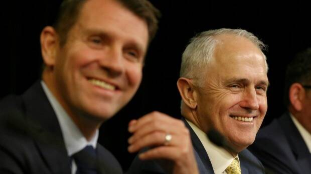 NSW Premier Mike Baird and Prime Minister Malcolm Turnbull. Photo: Alex Ellinghausen