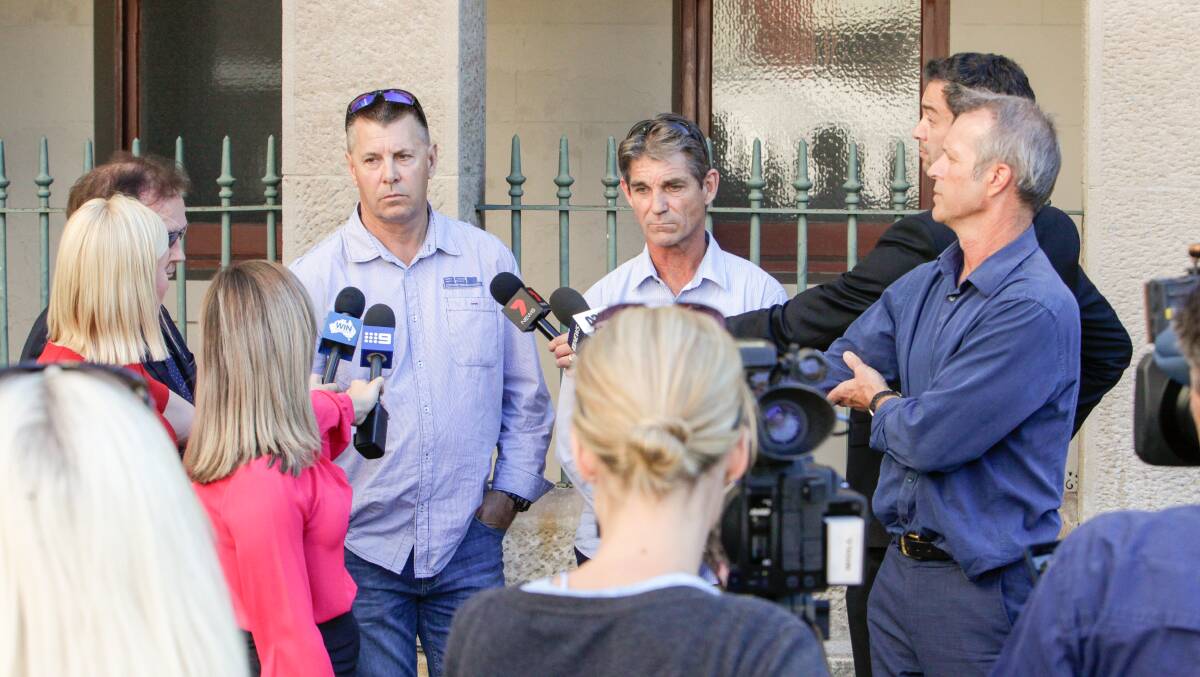Cheryl's brothers Ricki, Stephen and Paul speak to reporters outside Wollongong court on Wednesday.