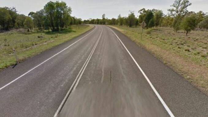 The woman was discovered during a traffic stop on the Warrego Highway at Mitchell, 500 kilometres north-west of Brisbane. Photo: Google Maps