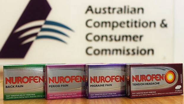 The ACCC said the caplets in all four products contained the same active ingredient, ibuprofen lysine 342mg. 