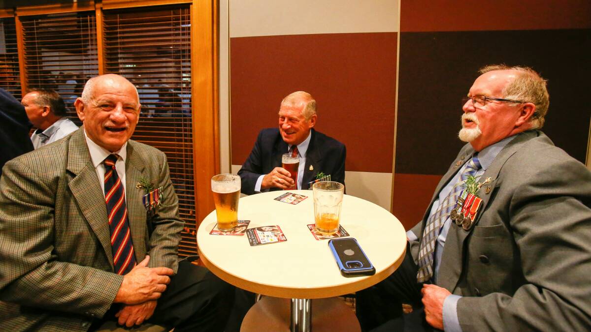 Glenn Defaveri, Kevin Podolski and Keith Stafford at City Diggers RSL after the Wollongong dawn service. Picture: ADAM McLEAN