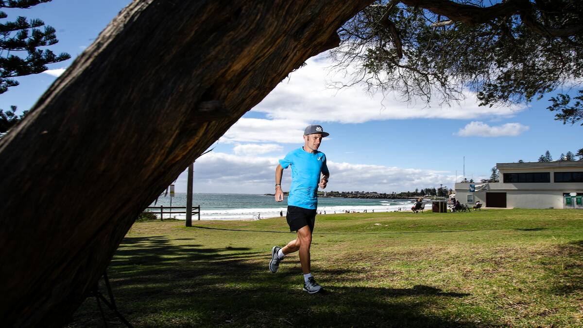 Long distance runner Barry Keem at North Wollongong beach will try and retain his title and make it three years in a row. Photo: Adam McLean 