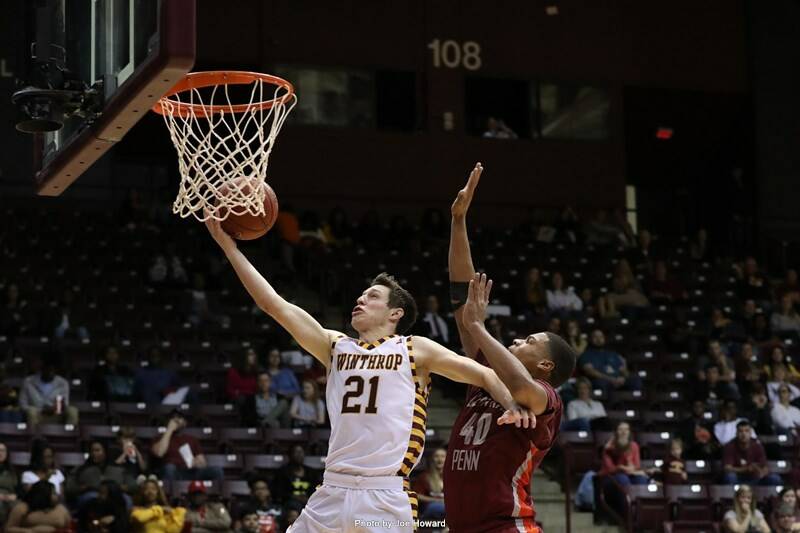 Kyle Zunic goes for a lay-up. Photo: WINTHROP ATHLETICS