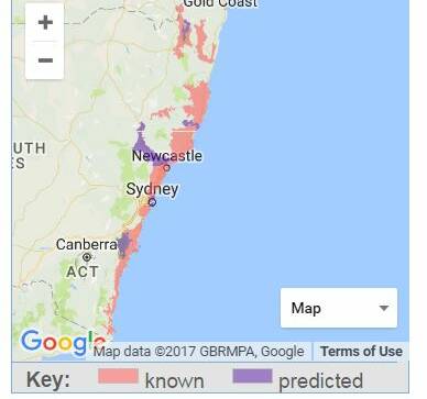 ORCHID SITUATION: A NSW Office of Environment and Heritage map showing the distribution of the vulnerable Leafless Tongue Orchid.