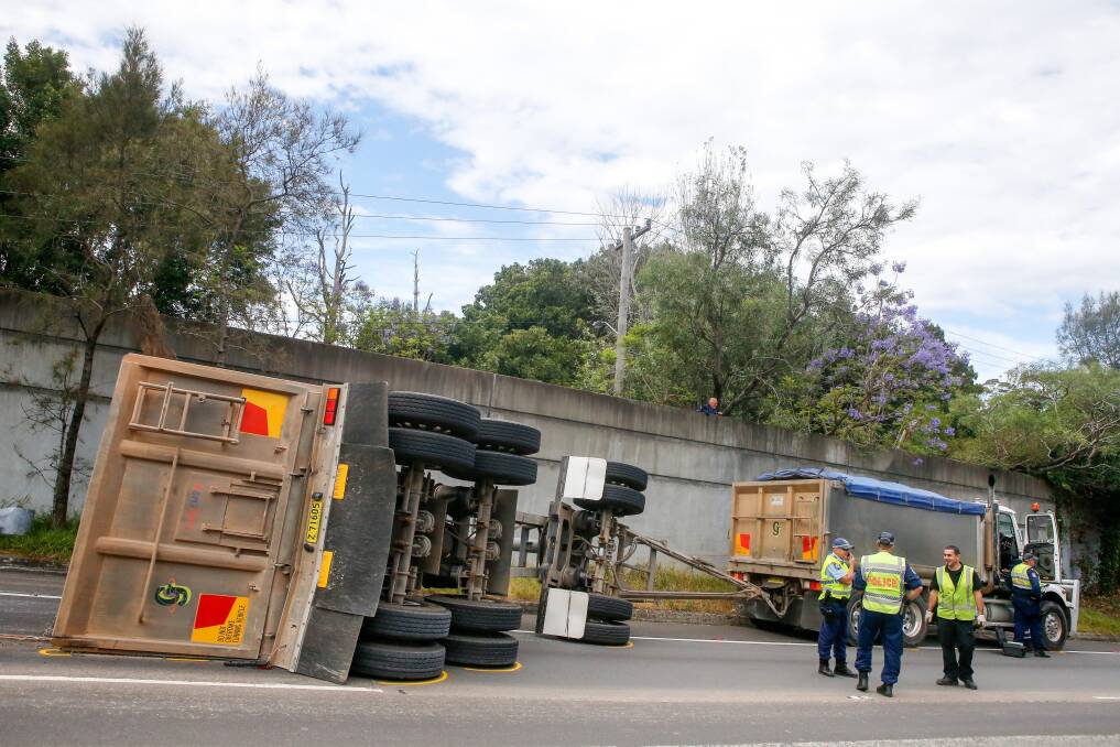 One of the two recent truck crashes along the M1 Princes Motorway.