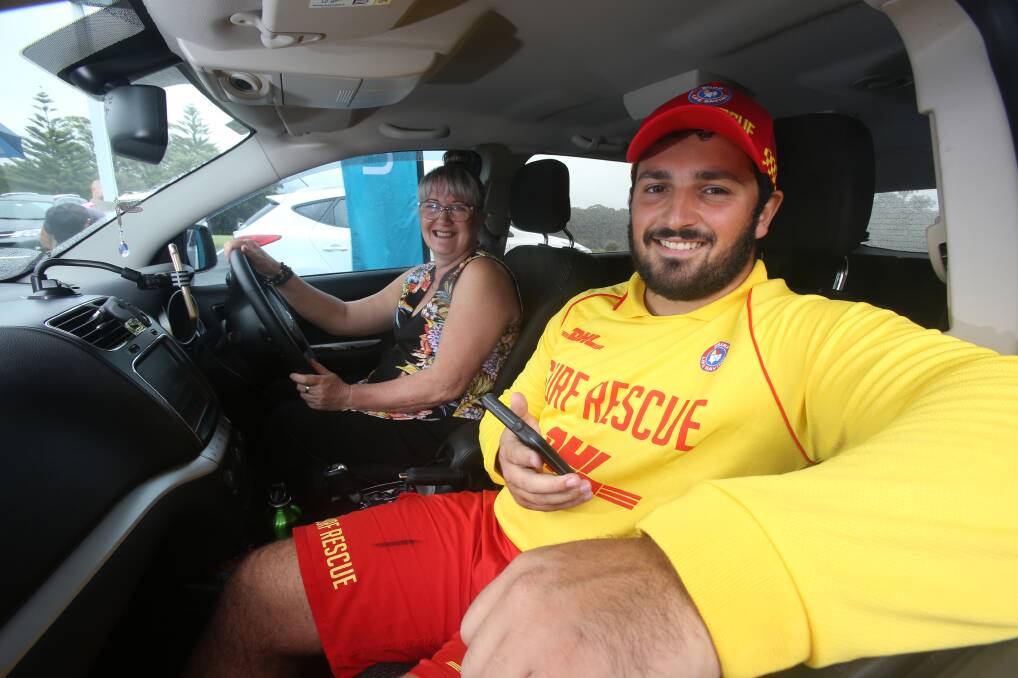 Driver Nadina Avis and passenger Matthew Theris took part in the first UberX trip in Wollongong at Thursday's launch of the popular rideshare app. Picture: Robert Peet