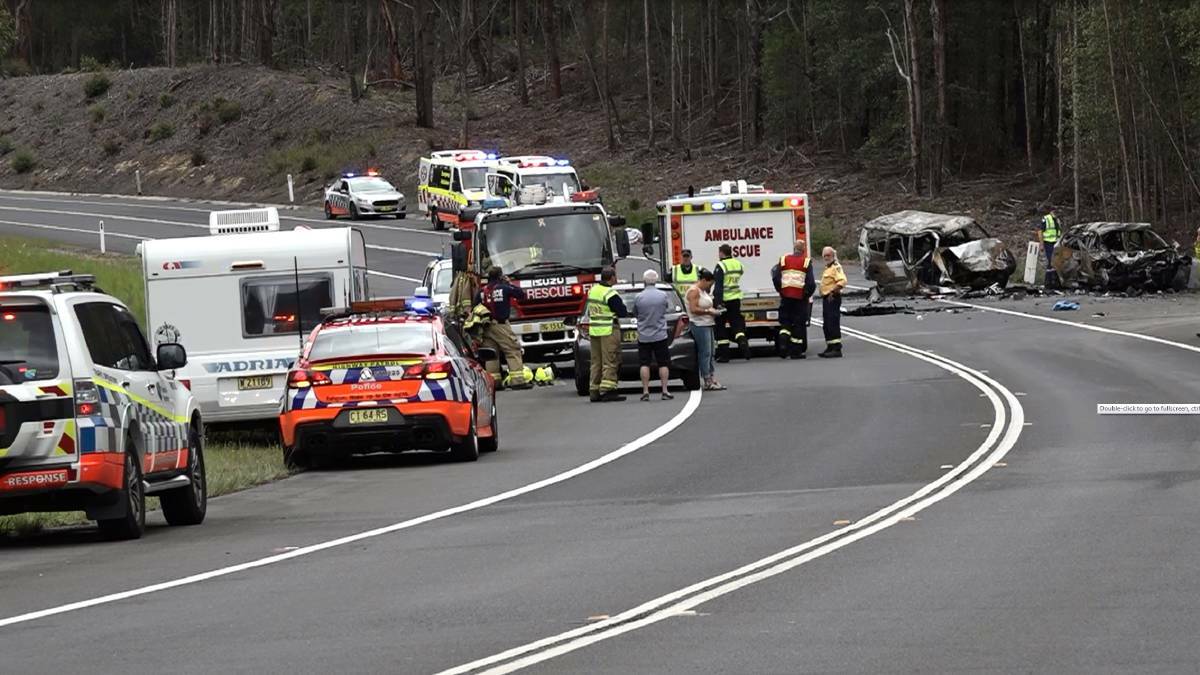 The scene of the Boxing Day crash on the Princes Highway at Mondayong on the South Coast that claimed the lifes of the Falkholt family.