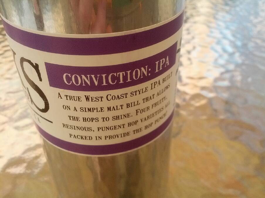 The Conviction IPA is one of two beers from Sydney's Rocks Brewing Company that now come in large cans.