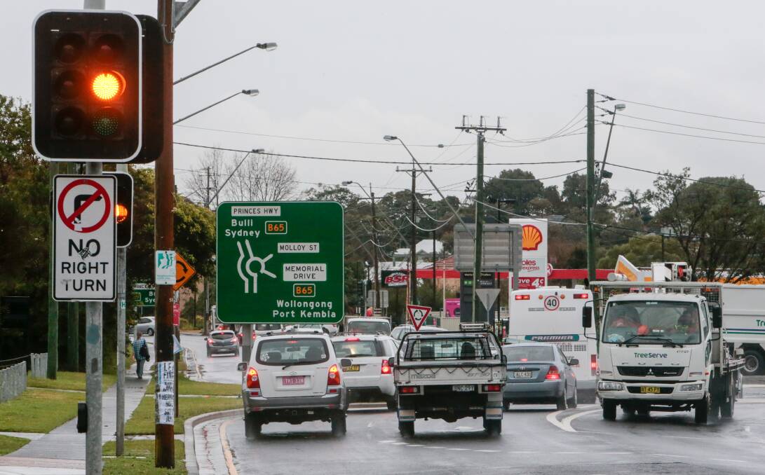 TRAFFIC CRAWL: The often-congested run through the Bulli CBD - from Hospital Road to Bulli Public School - includes six sets of traffic lights. Picture: Adam McLean