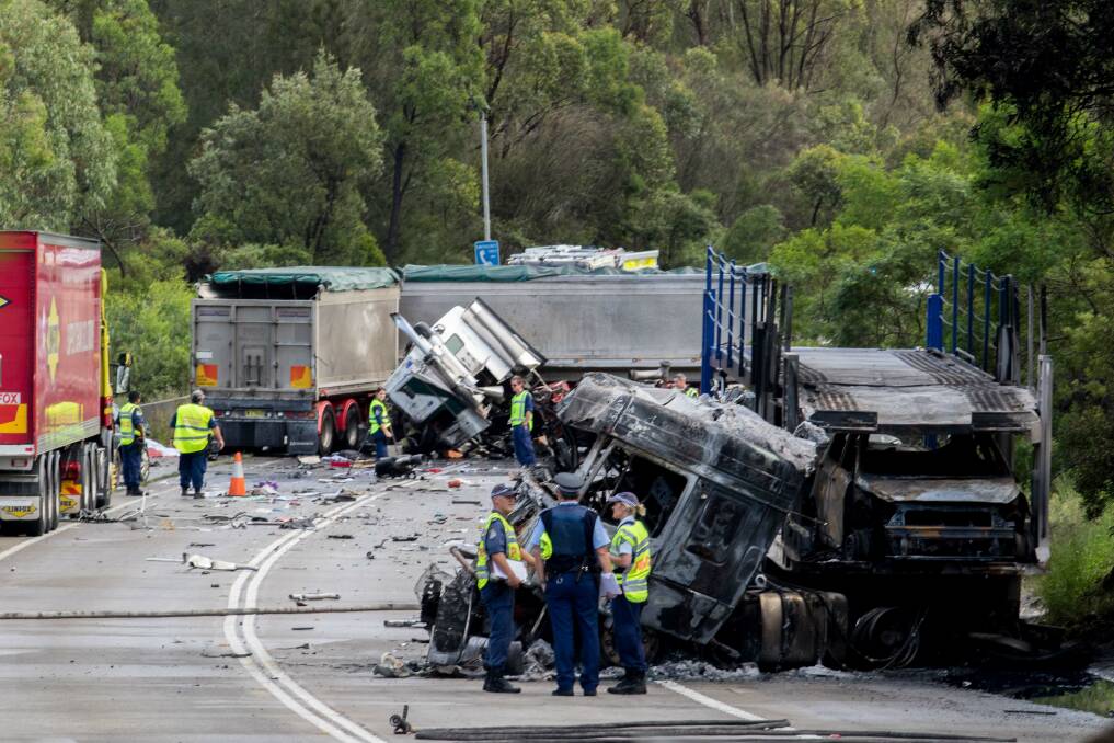 The scene at Friday morning's truck collision on Picton Road, where two men died. There has been five other accidents on this stretch of road in recent years.