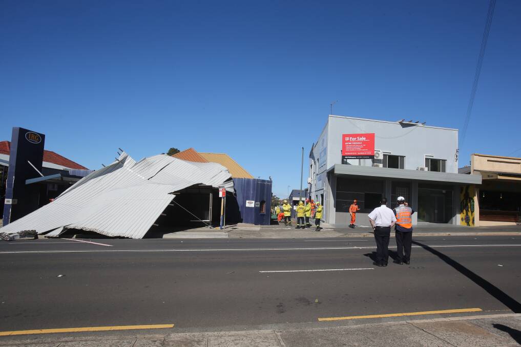 The wind ripped off the roof of well-known obstetrician Dr John Walton's surgery on Crown Street. Picture: Robert Peet 