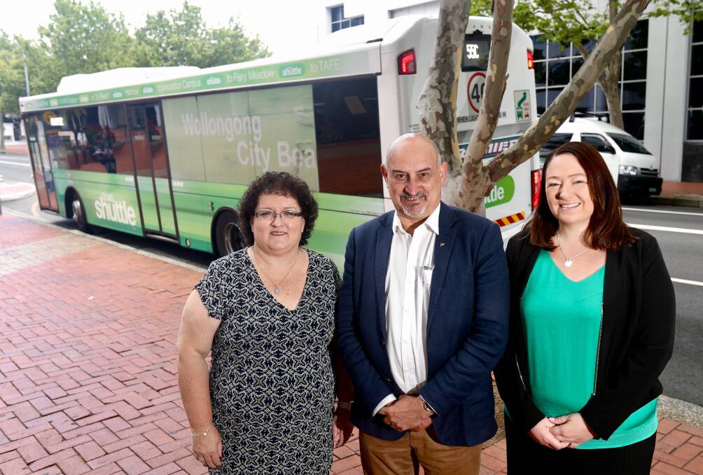 Labor councillors Tania Brown, David Brown and Jenelle Rimmer want Wollongong City Council to put money into the Gong Shuttle: Picture: Adam McLean