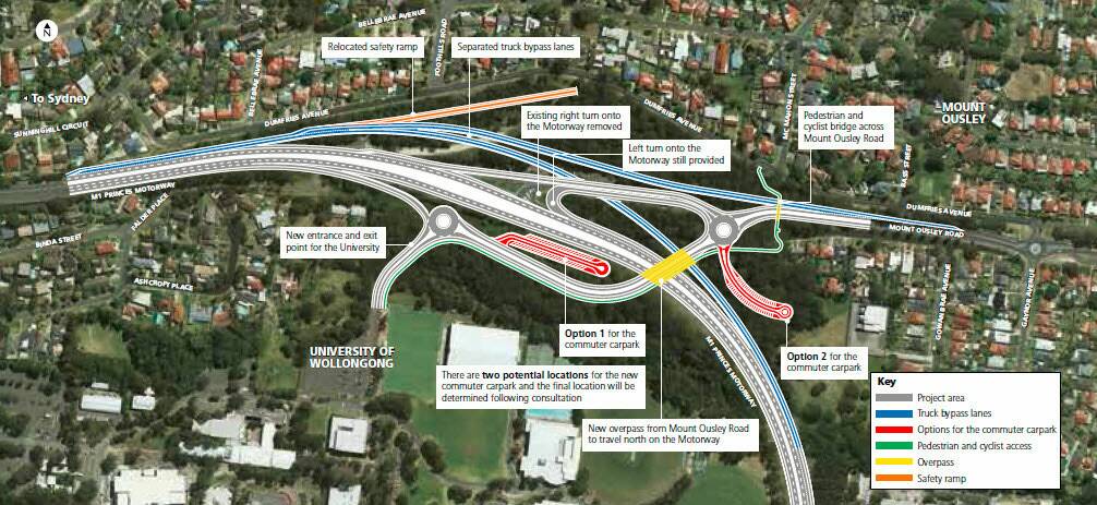 An early plan of the proposed M1 interchange at the bottom of Mt Ousley.