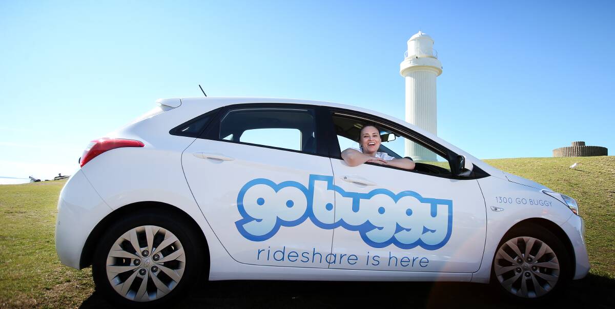 Hitch a ride: Go Buggy director Cath Savy in one of the rideshare company's branded vehicles that will be used to pick up passengers. Registered drivers will also be using their private vehicles. Picture: Sylvia Liber