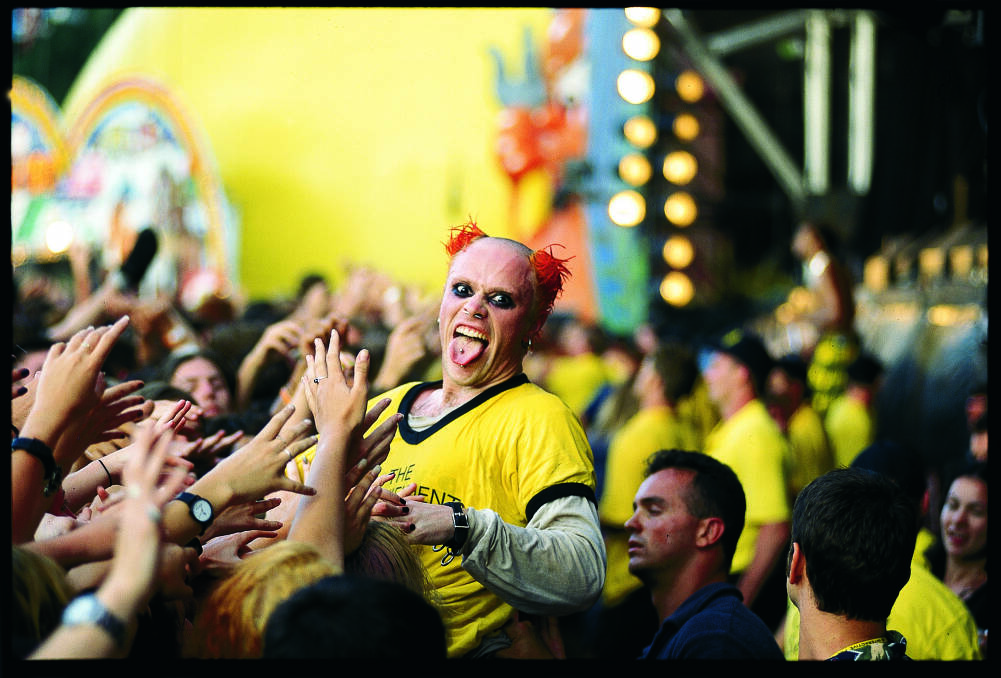 Tony Mott snapped this photo of Keith Flint from The Prodigy in the moshpit at the Big Day Out in 1997. For a number of years, Mott toured around Australia as the festival's photographer. Picture: Tony Mott