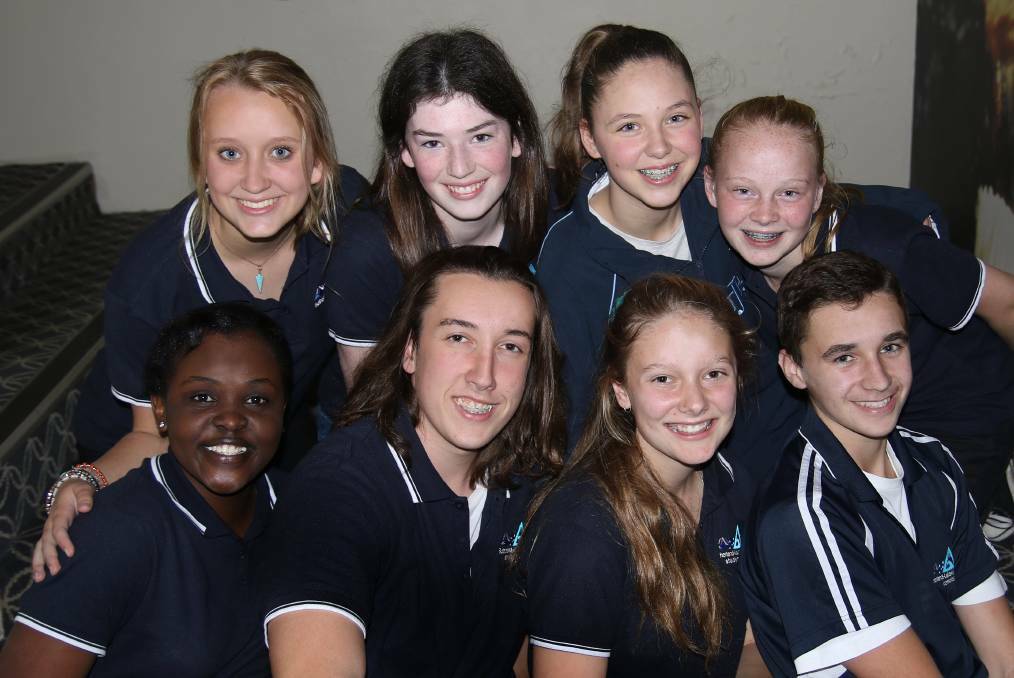 Sutherland Shire students prepare to head to the US for a student exchange program in the Lakewood Colorado region in 2015. Back row from left: Jessica Wilcox (Menai High School), Sarah New (St Patrick's College Sutherland), Tahlia Willemen (Sutherland Shire Christian School), Jemma Chalmers (The Jannali High); front row: Melody Khoza (Engadine High), Julian Atic (The Jannali High), Samara Brownhill (Gymea Technology High) and Cayle Ford (Menai High).