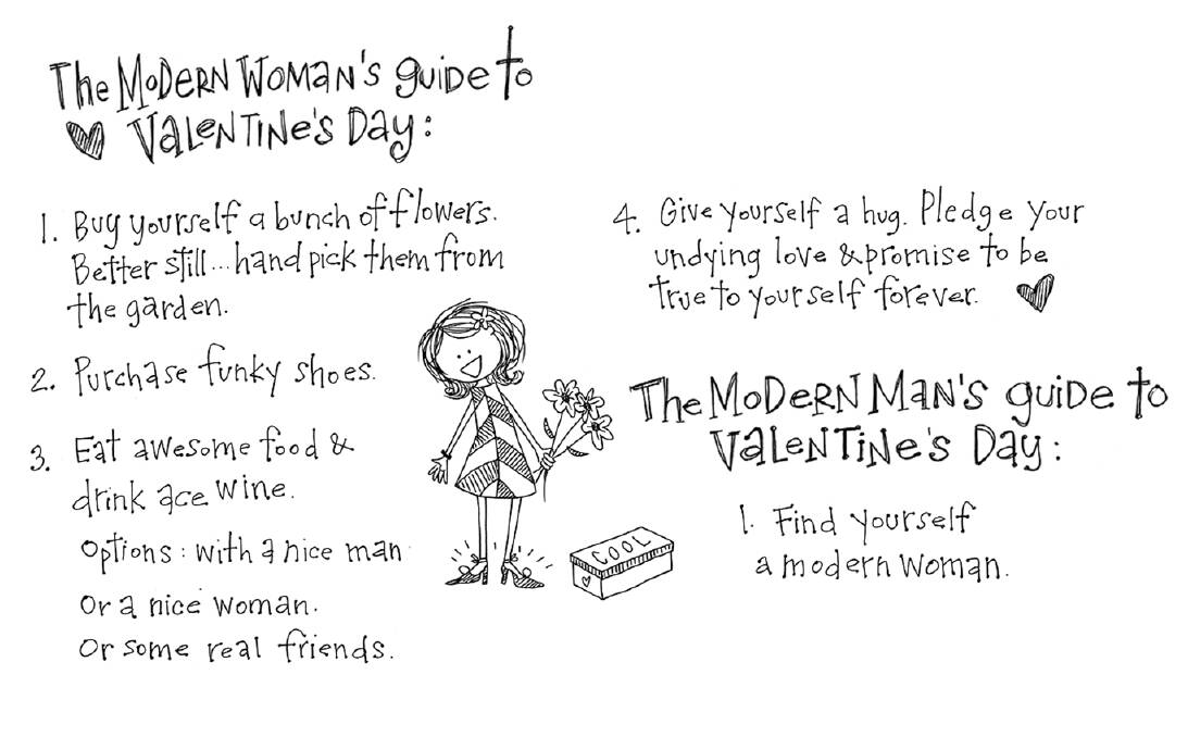 Here's a thought: Guide to a modern woman's Valentine's Day. Artwork by Julie Foxall 