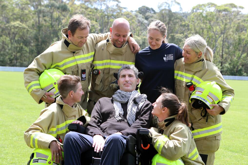 Advocate: Firefighters took part in the Firies Climb for MND to raise money, and support for MND researcher and sufferer Dr Justin Yerbury.