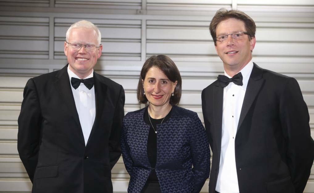 From left to right: Local Member for Kiama Gareth Ward, Premier of NSW Gladys Berejiklian and Illawarra Business Chamber executive director Chris Lamont.