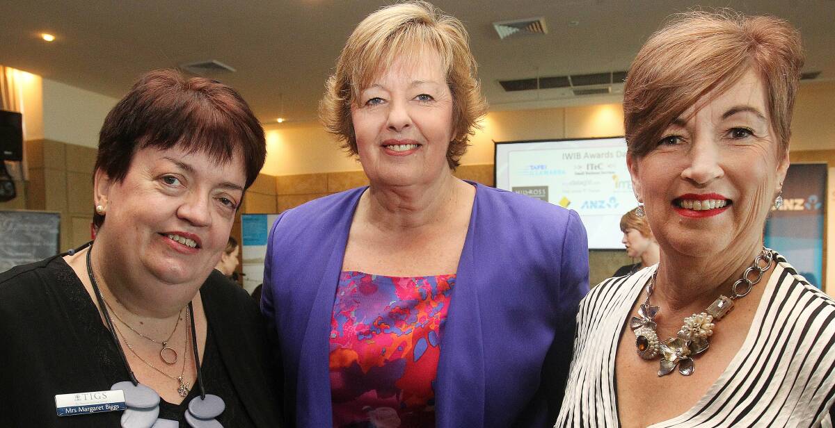 Illawarra Women in Business: Left to right, advisory board member Margaret Biggs, director Glenda Papac and advisory member Dianne Chalk in May, 2015. Photo: Greg Totman.