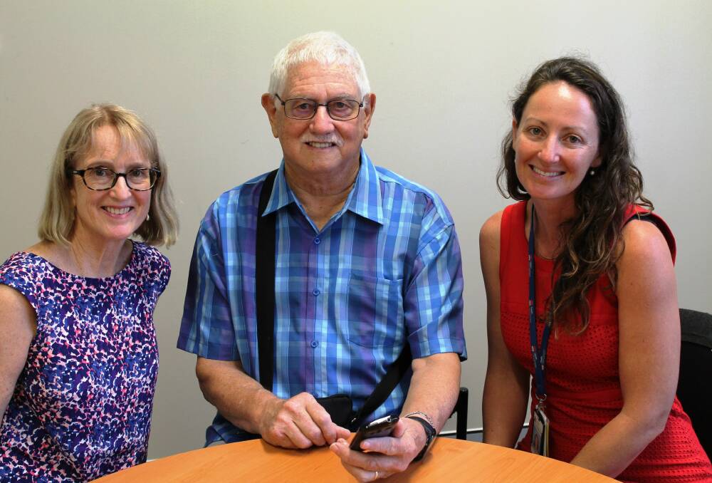 Health cost: Chief investigator Dr Susan Furber (left), pilot participant Jon Roberts and DTEXT program manager Karen Waller. The text message research program aims at helping people with type 2 diabetes.