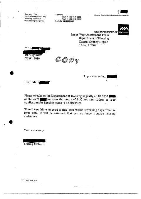 ​The letter from the Department of Housing that made AJ see red