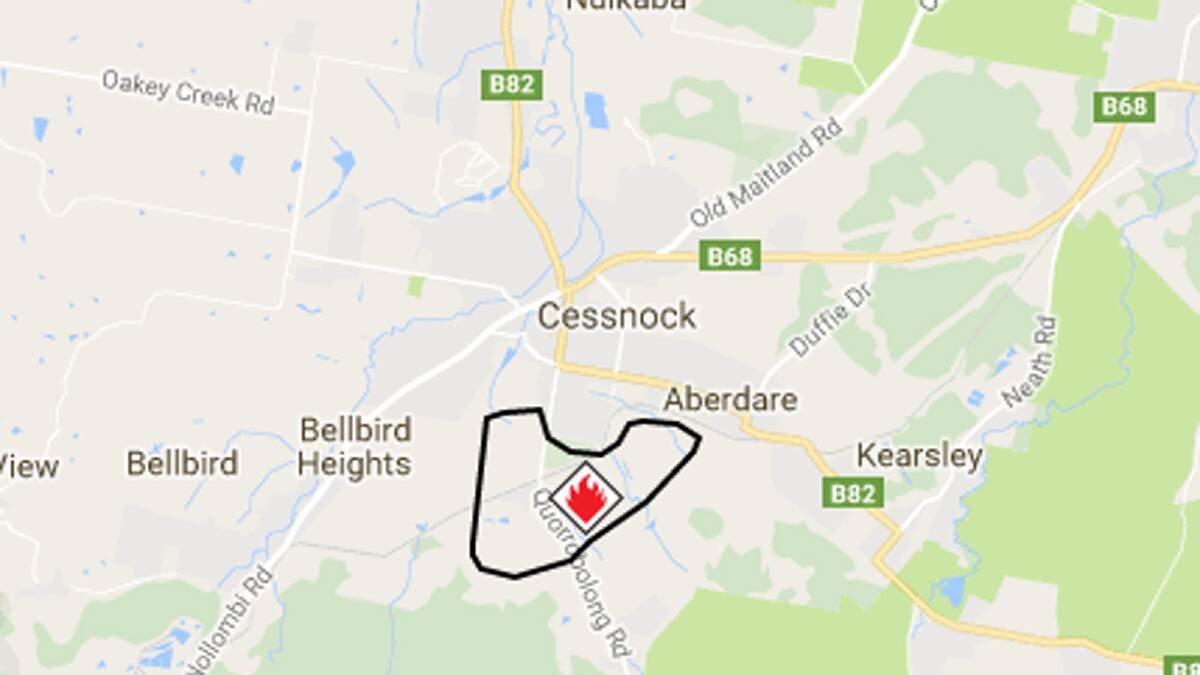 The area impacted by the Racecourse Road bushfire at Cessnock. Picture: NSW RFS