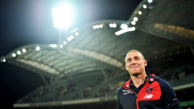 Melbourne Demons head coach and former Adelaide Crows star Simon Goodwin looks on after the round eight AFL match between the Adelaide Crows and the Melbourne Demons at Adelaide Oval. Photo: Getty Images

