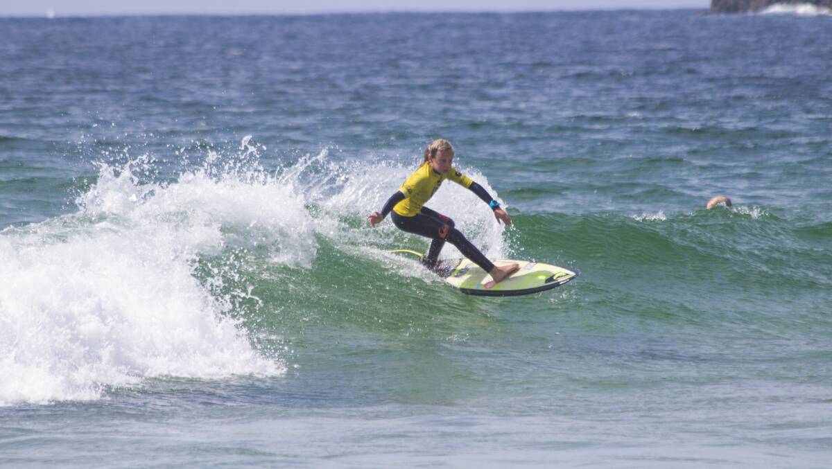 Emerging grom: Avalon's Dane Dujic impressed at the competition, finishing third in the under 12 boys event. Picture: Shannon Glasson/Surfing NSW.