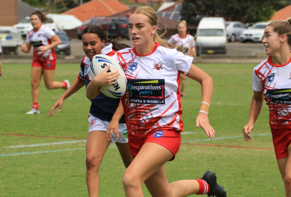 Trytime: Bronte Girdler crossed for the Steelers in Saturday's comprehensive 76-24 victory over the Sydney Roosters Indigenous Academy. Picture: Allan Barry.
