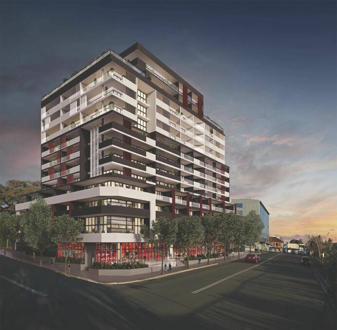Latest proposal: An artist's impression of the 13-storey building that is proposed for 9-15 Railway Parade. The developer says it will be "a catalyst for the [west Crown Street] area's growth".