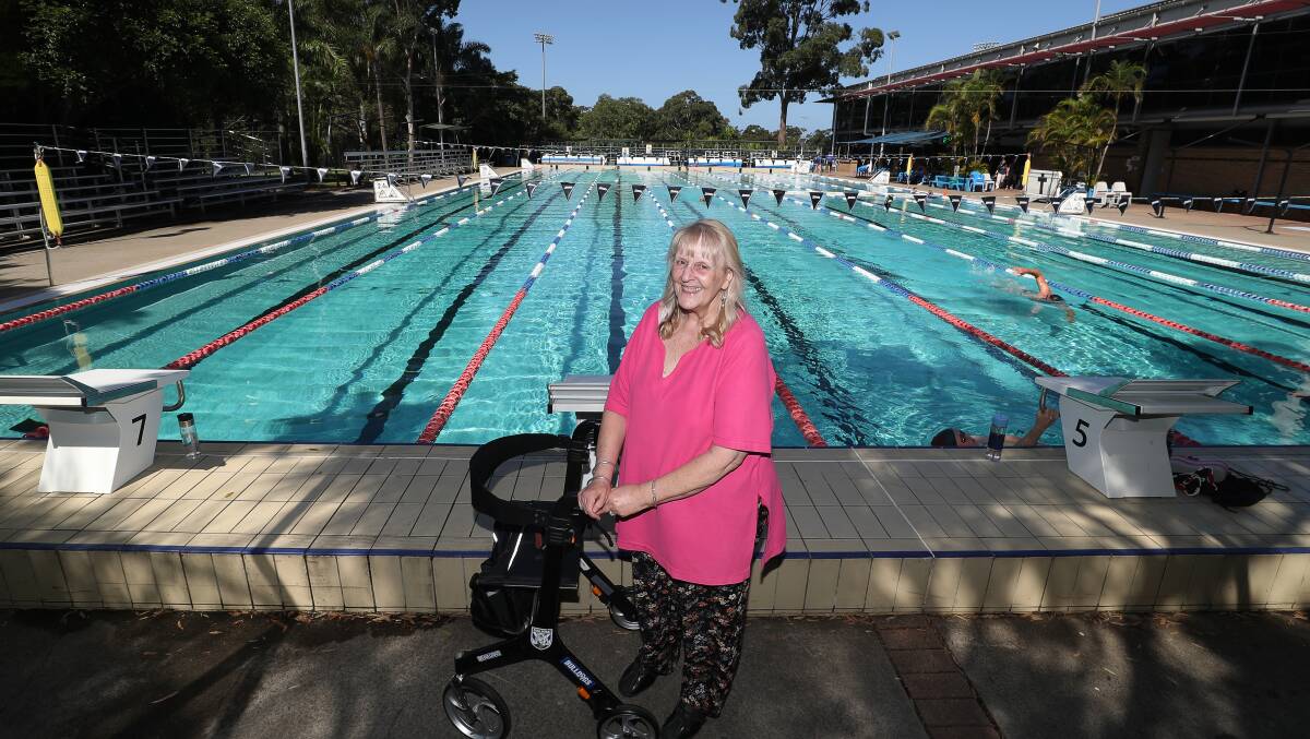 Woonona resident Karen Davies at the University of Wollongong pool, where the MS 24-hour Mega Swim will take place on March 9. Picture by Robert Peet