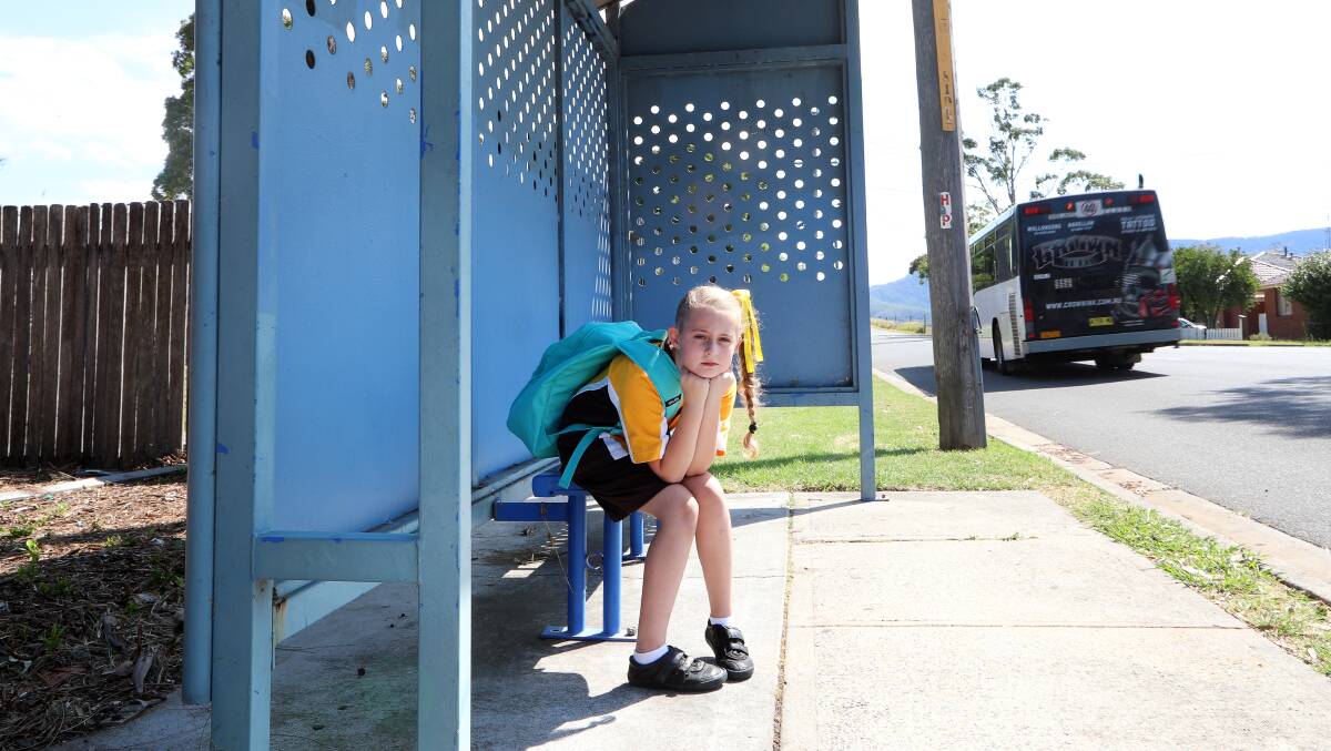 Long walk: Now that the government won't let her have a bus pass, eight-year-old Sienna Schubert will probably have to walk the 2.2-kilometres to and from school every day. Picture: Sylvia Liber