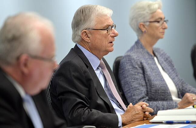 Commissioners: The Hon Justice Peter McClellan and other commissioners will hear from church leaders over the next three weeks. Picture: Royal Commission.