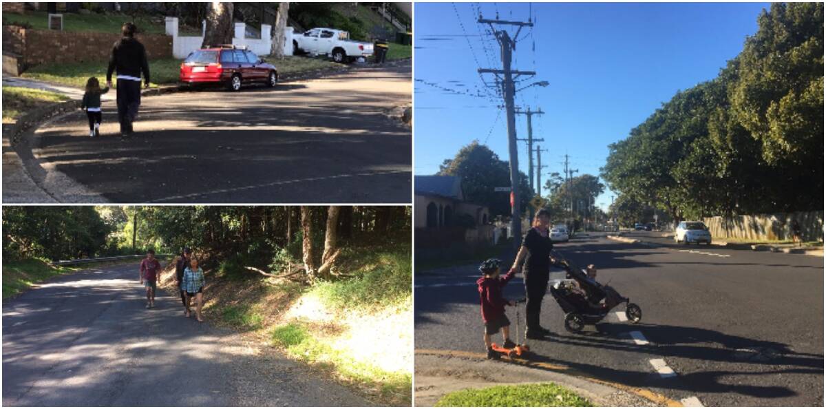 'Dangerous': Parents sent photos to Greens hopeful Mithra Cox, pictured in Corrimal at the right, to highlight their children's school route risks.
