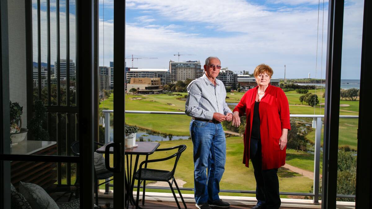 Opposition: Alan and Louise Doughton were among hundreds of Links Seaside residents worried about how the 44-bay driving range at Wollongong Golf Club would affect their lifestyle. Picture: Adam McLean.